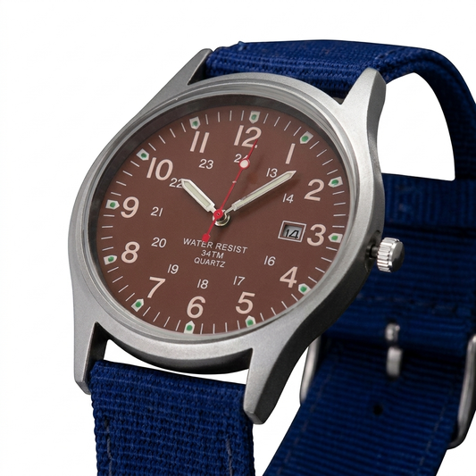 Armbanduhr mit Canvas-Band Schwarz