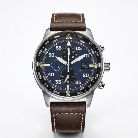 Pilot Chronograph mit Lederarmband Braun